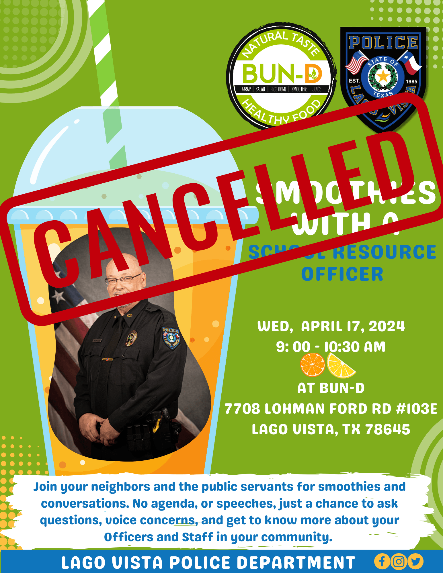 (Cancelled) Smoothie with a SRO Flyer