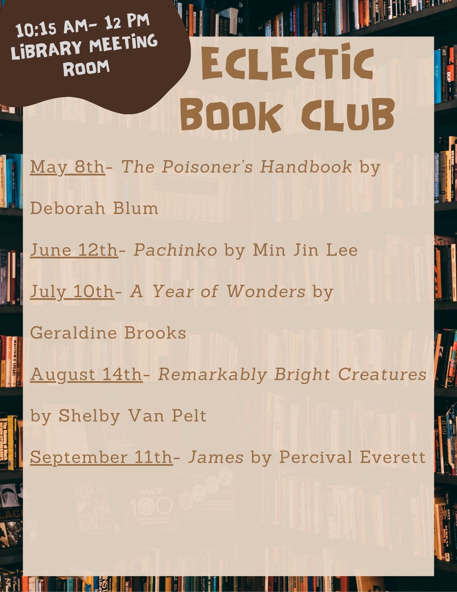 Eclectic Book Club Flyer Summer 2025